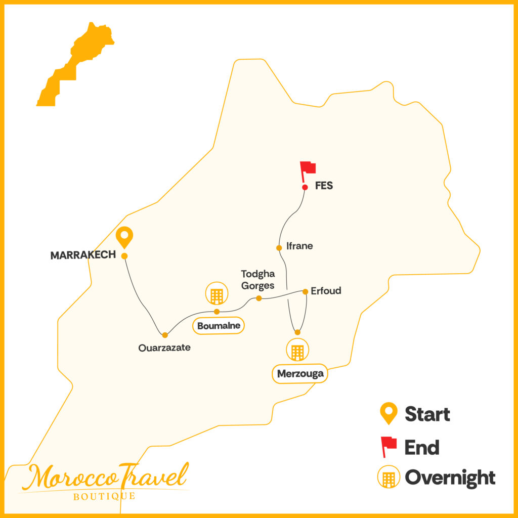 3 Days Marrakech To Fes Desert Tour