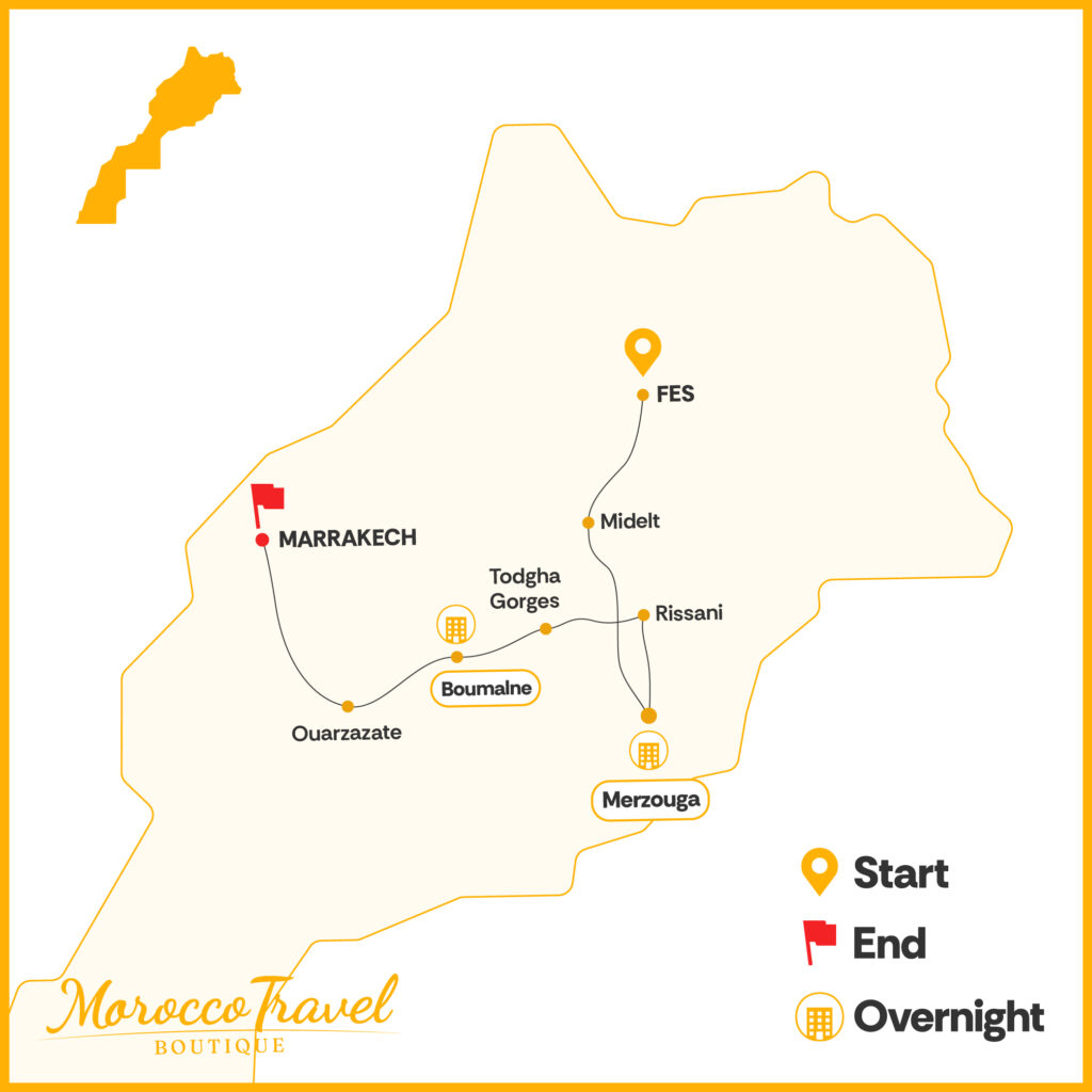 4 Days Fes To Marrakech Desert Tour