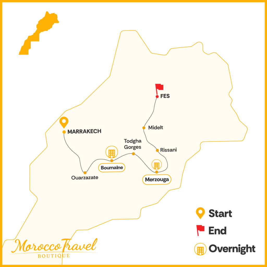 4 Days Marrakech To Fes Desert Tour